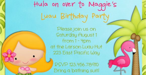 Hula Birthday Party Invitations Hula Girl Birthday Party Invitation Luau Tropical Hawaiian