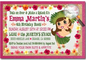 Hula Birthday Party Invitations Hula Girl Hawaiian Luau Invitations Hula Girl Hawaiian