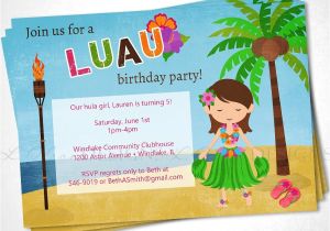 Hula Birthday Party Invitations Luau Hula Hawaiian Birthday Party Invite Diy Printable