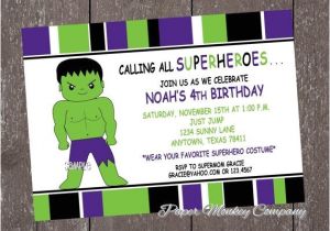 Hulk Birthday Party Invitation Template Hulk Superhero Birthday Invitations with by