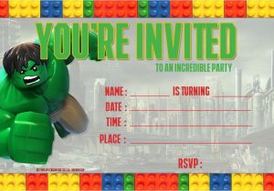 Hulk Birthday Party Invitation Template Nice Free Lego Hulk Birthday Invitation Template
