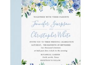 Hydrangea Wedding Invitation Template Blue Watercolor Hydrangea Wedding Invitation Cards