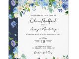 Hydrangea Wedding Invitation Template Watercolor Blue Hydrangeas Floral Wedding Invitation