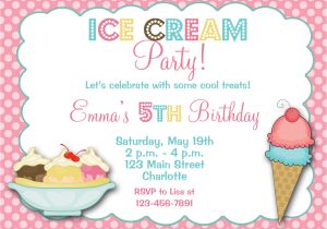 Ice Cream Birthday Invitation Template Free Ice Cream Party Birthday Invitation Ice Cream by
