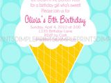 Ice Cream Party Invitations Wording Ice Cream Cone Printable Invite Dimple Prints Shop
