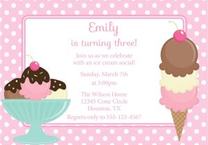 Ice Cream Party Invitations Wording Ice Cream social Invitation Birthday Invite Diy by