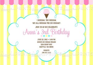 Ice Cream Party Invitations Wording Ice Cream social Printable Party Invite Dimple Prints Shop