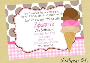 Ice Cream theme Party Invitations Ice Cream Birthday Invitations Best Party Ideas