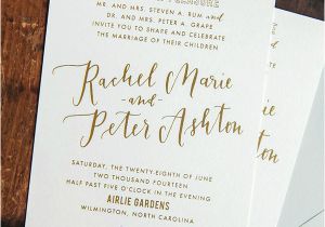Indesign Wedding Invitation Template Gold Foil and Calligraphy Wedding Invitations