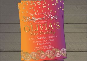 Indian Birthday Party Invitations Bollywood Birthday Party Invite Indian Wedding Invitation