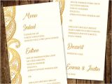 Indian Wedding Invitation after Effects Template Gold Wedding Menu Template Paisley Diy Printable