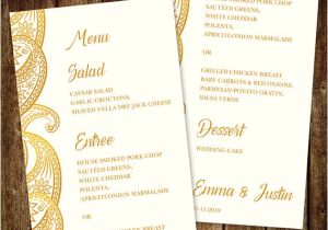 Indian Wedding Invitation after Effects Template Gold Wedding Menu Template Paisley Diy Printable