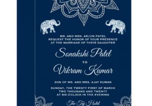 Indian Wedding Invitation Template Elegant Navy Blue Henna Indian Wedding Invitation Zazzle Com