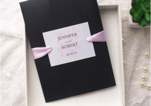 Inexpensive Wedding Invitations Kits Cheap Pink Flower Simple Black Pocket Wedding Invitation
