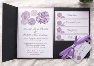 Inexpensive Wedding Invitations Kits Cheap Purple Dandelion Black Pocket Wedding Invitation
