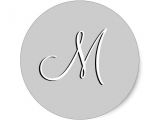 Initial Stickers for Wedding Invitations Monogram M Wedding Invitation Grey Seal Classic Round