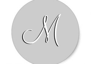 Initial Stickers for Wedding Invitations Monogram M Wedding Invitation Grey Seal Classic Round