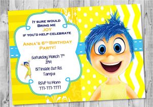 Inside Out Party Invitations Joy Inside Out Birthday Invitation