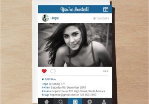 Instagram Party Invitation Template Instagram Birthday Invitation Printable Invites by Framesta