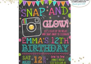 Instagram Party Invitations Emoji Birthday Invitation Instagram Birthday Invitation Neon