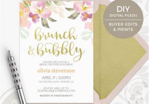Instant Download Bridal Shower Invitations Brunch and Bubbly Bridal Shower Invitation Instant Download