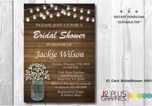 Instant Download Bridal Shower Invitations Instant Download Bridal Shower Invitation Printable Rustic