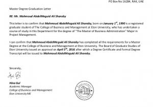 International Student Graduation Invitation Letter Sample Graduation Letter