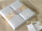 Invitation Boxes for Weddings Embellished Ivory Silk Wedding Box for Invitation Cards