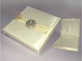 Invitation Boxes for Weddings Luxury Ivory Silk Wedding Invitation Box with Large Brooch