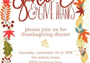 Invitation Card for Thanksgiving Party Customizable Thanksgiving Invitation Free Printable