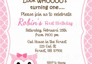 Invitation Card format for Birthday Pink Owl Birthday Invitation Card Customize by Nslittleshop