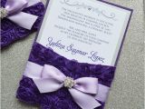 Invitation for A Quinceanera Purple Rosette Quince Invitation Purple and Silver Swarovski