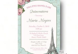 Invitation for A Quinceanera Shabby Chic Quinceanera Invitation Printable Paris