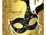 Invitation for Masquerade Party Black Gold Mask Masquerade Ball Party Custom Announcements