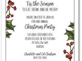 Invitation for the Christmas Party Holly Berry Garland Holiday Christmas Party Invitations