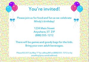 Invitation Letter to A Birthday Party Sample Birthday Invitation Templates