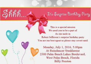 Invitation to A Birthday Party Message Surprise Birthday Party Invitation Wording Wordings and