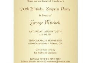 Invitation Wording for 70th Birthday Surprise Party 70th Birthday Surprise Party Invitations Gold
