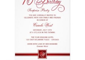 Invitation Wording for 70th Birthday Surprise Party 70th Birthday Surprise Party Invitations Red 70th