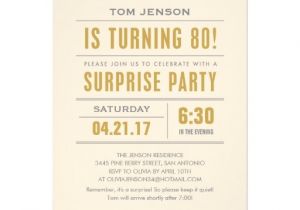 Invitations for 80th Birthday Surprise Party Big Type 80th Surprise Birthday Party Invitations 5" X 7