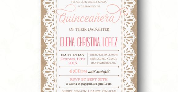 Invitations for A Quinceanera Burlap and Lace Quinceanera Invitation Quinceanera Invites