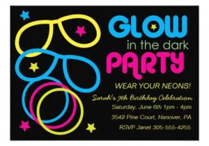 Invitations for Glow In the Dark Party Personalized Neon Invitations Custominvitations4u Com