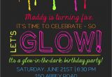 Invitations for Glow In the Dark Party Printable Glow In the Dark theme Party Invitation