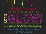 Invitations for Glow In the Dark Party Printable Glow In the Dark theme Party Invitation