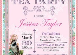 Invitations to A High Tea Party Printable High Tea Party Invitation Shabby Chic Bridal