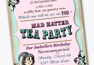 Invitations to A Mad Hatter Tea Party Mad Hatter Invitation Birthday Tea Party Custom by