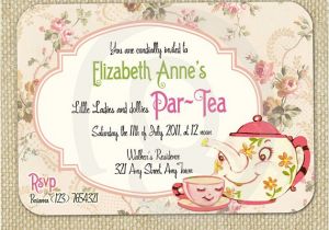 Invitations to Tea Party Samples Items Similar to Cute Vintage Tea Party Invitation Digital