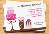 Inviting Friends for Birthday Party Pink Cake Girls Birthday Party Invitation