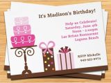 Inviting Friends for Birthday Party Pink Cake Girls Birthday Party Invitation