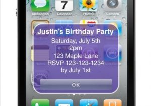 iPhone Party Invitation Template iPhone Alert Birthday Party Invitation Personalized Party